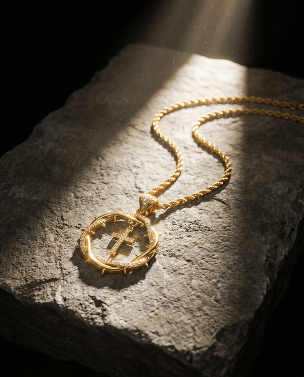 Crux — gold crown-of-thorns ring enclosing a cross