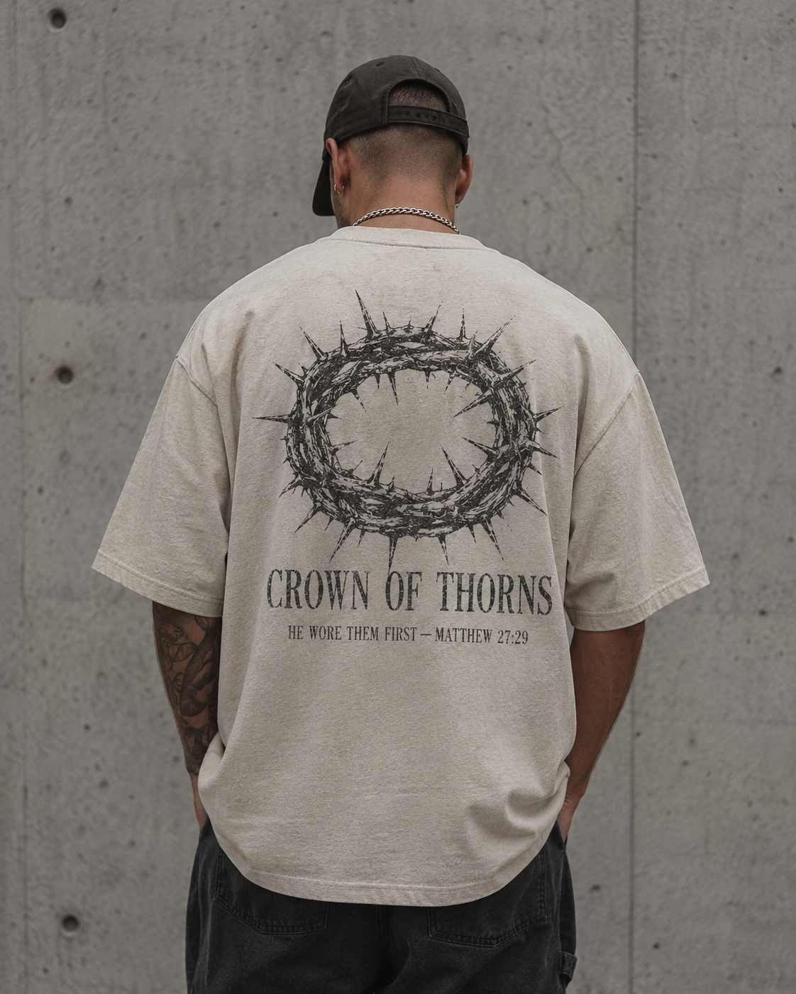 Crown Of Thorns Tee — heavyweight washed oversized tee, Drop 001