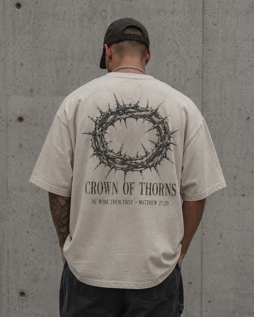 Crown Of Thorns Tee — heavyweight washed oversized tee, Drop 001