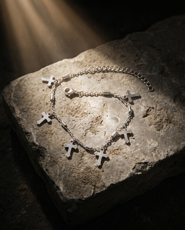 Procession — silver chain of dangling cross charms