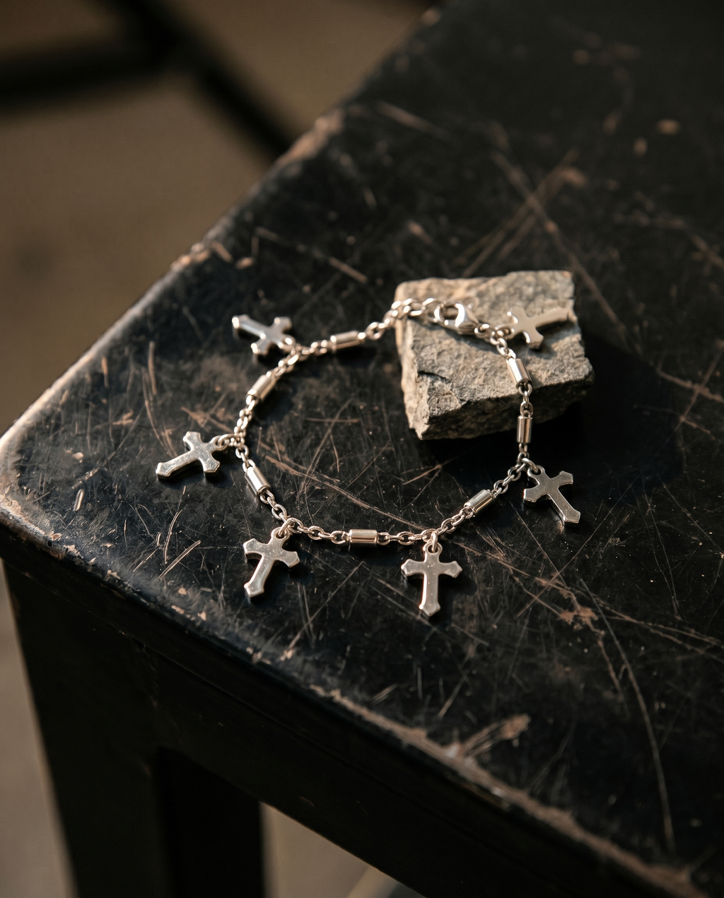 Procession — silver chain of dangling cross charms