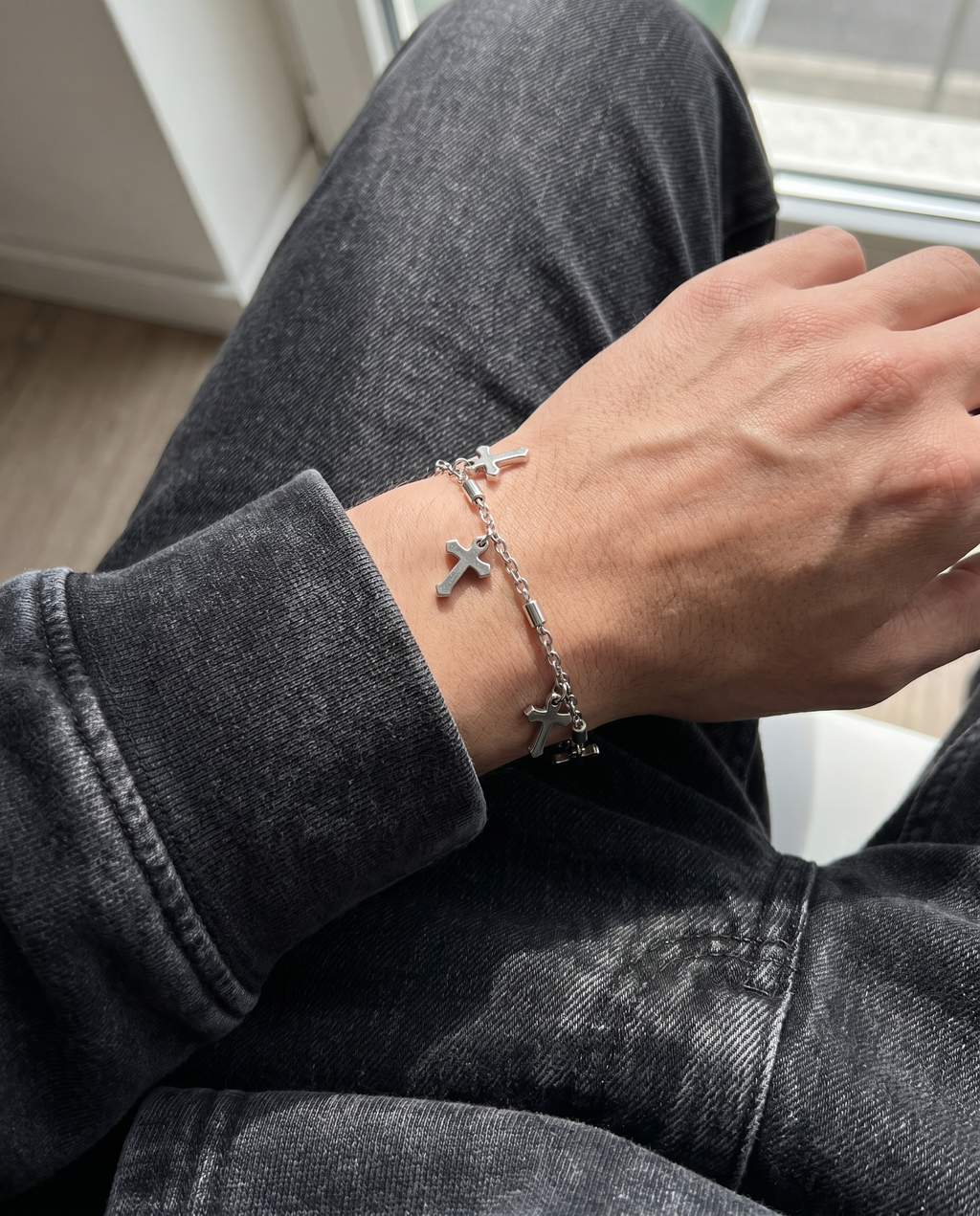 Procession — silver chain of dangling cross charms