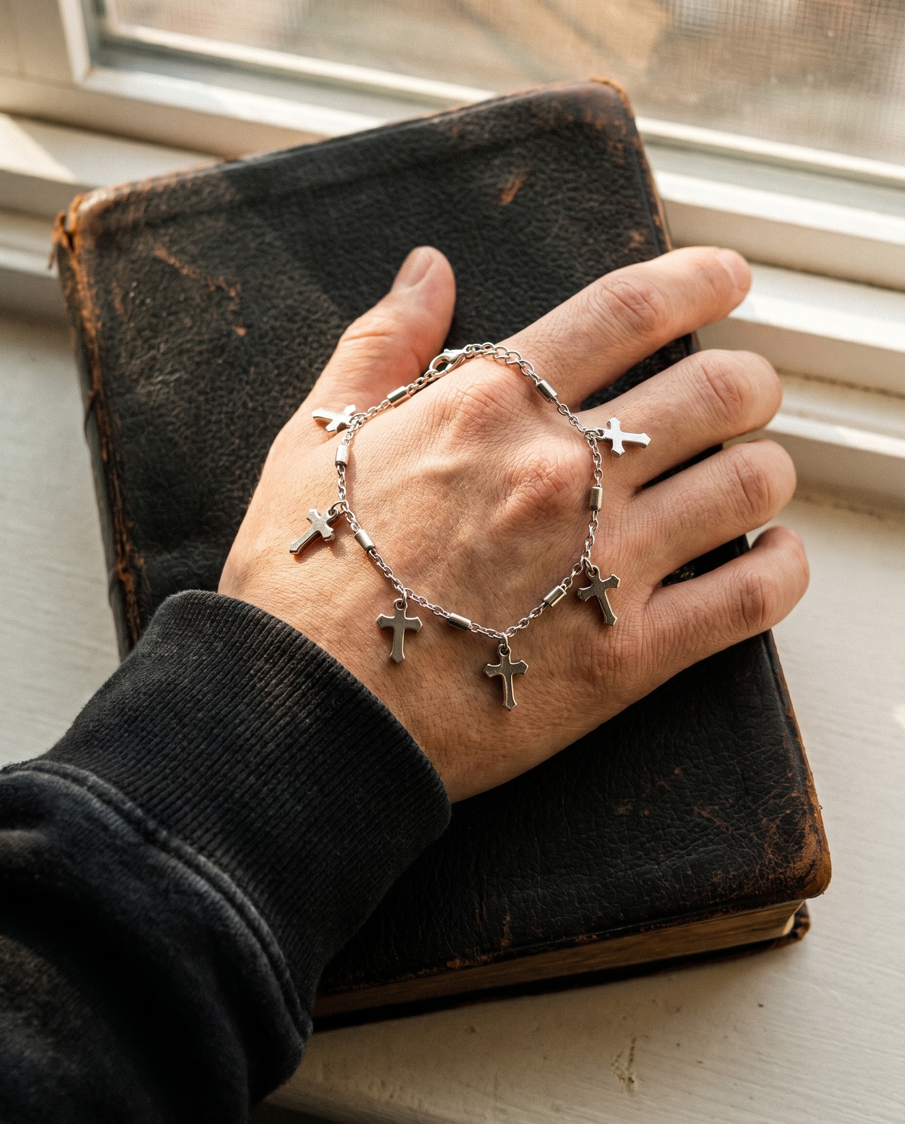 Procession — silver chain of dangling cross charms