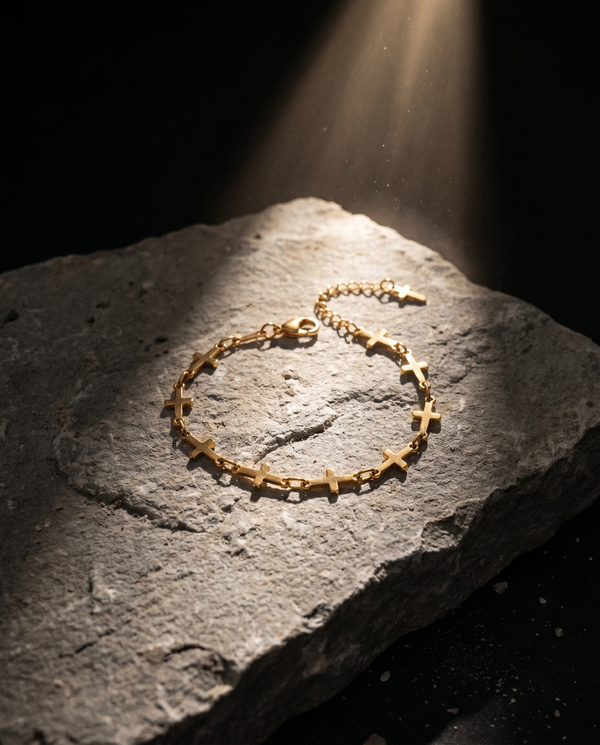 Unbroken — gold chain where every link is a cross