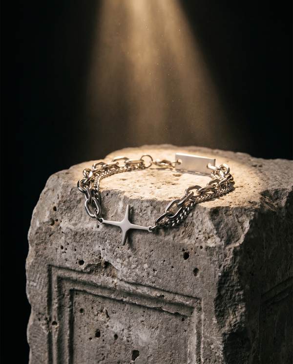 Dayspring — silver chain, radiant star/cross charm