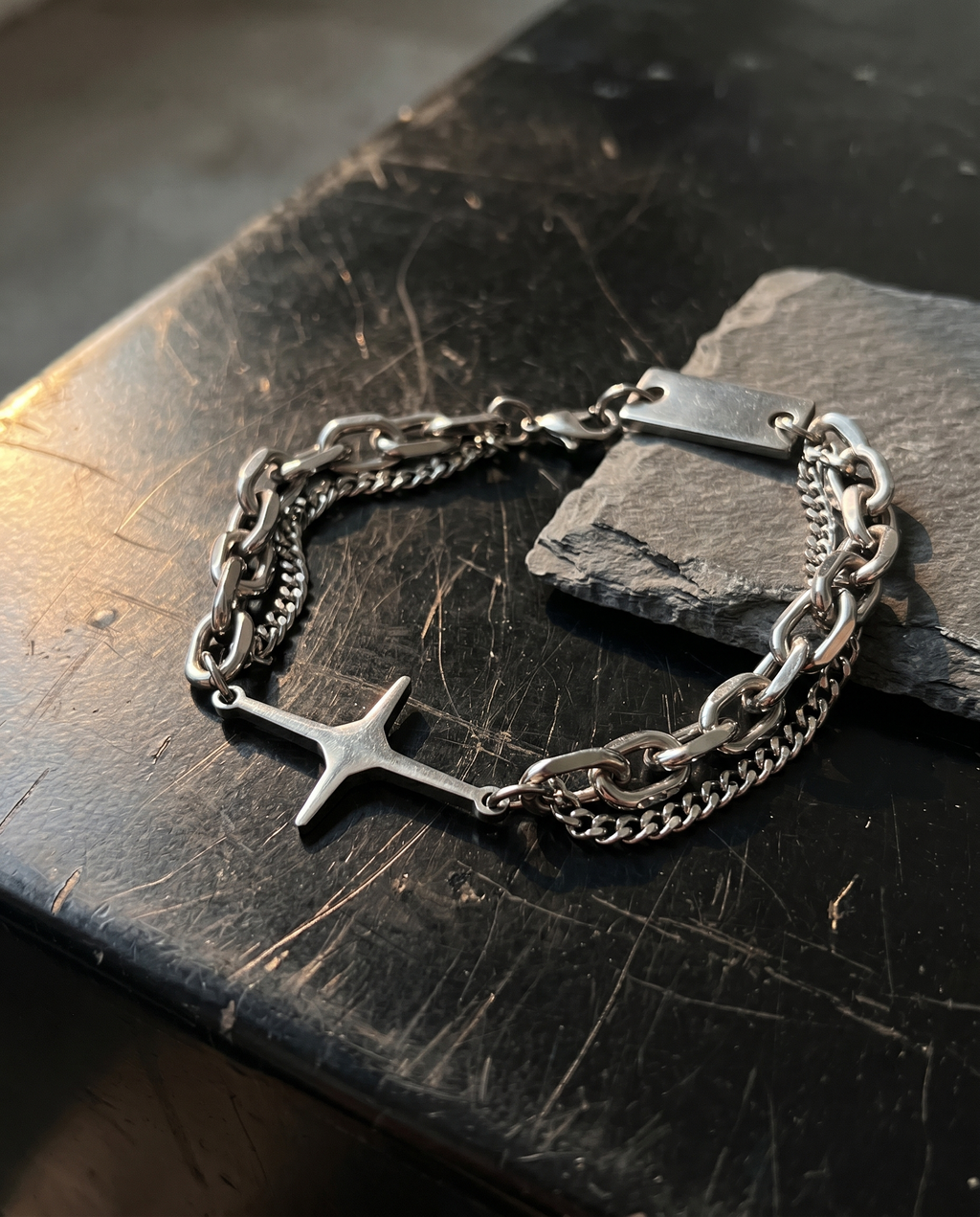Dayspring — silver chain, radiant star/cross charm