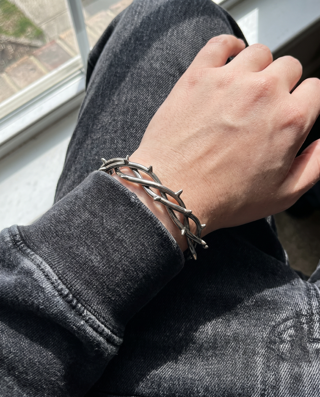 Thornwrap — silver thorn-wrap cuff (crown of thorns)