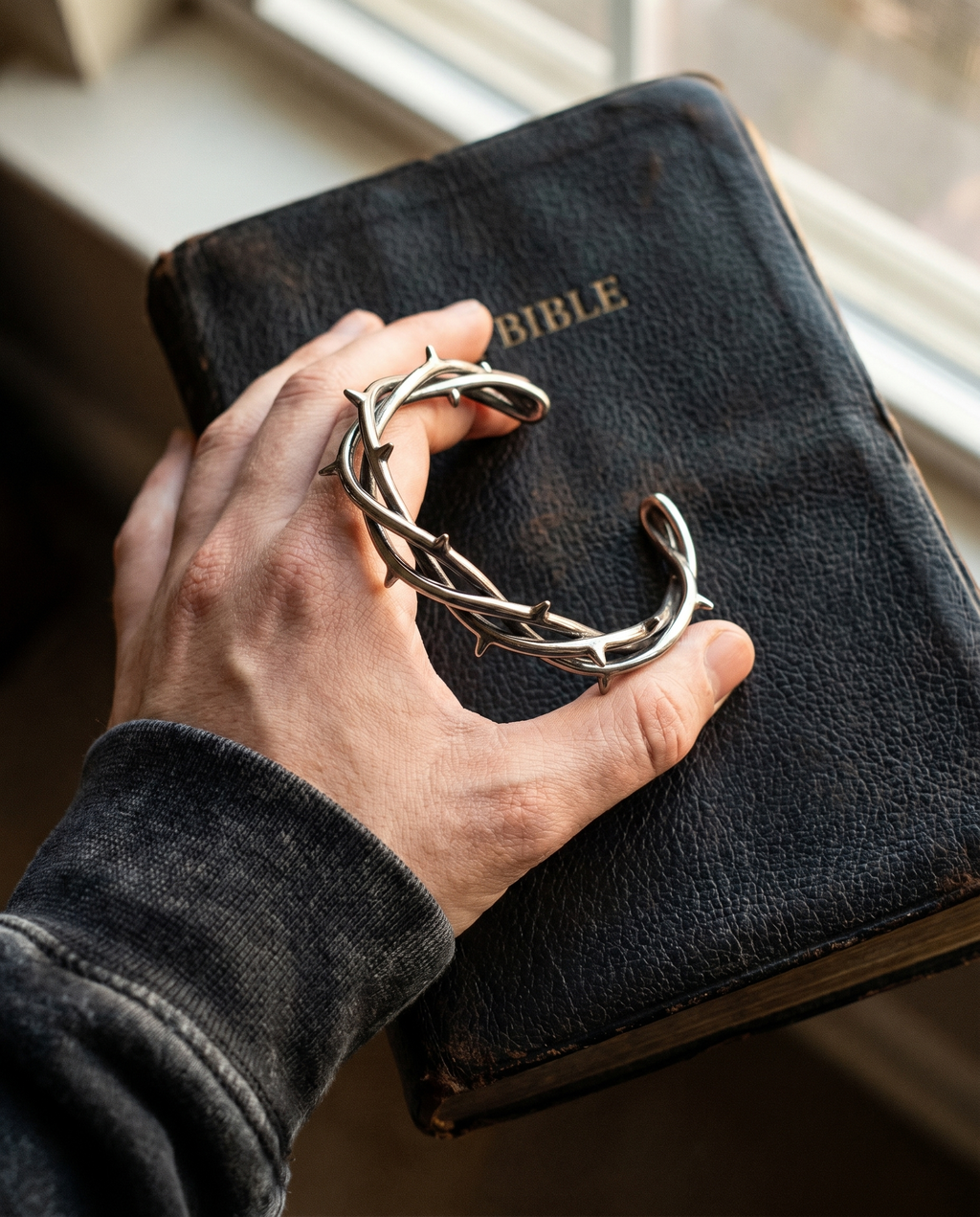 Thornwrap — silver thorn-wrap cuff (crown of thorns)