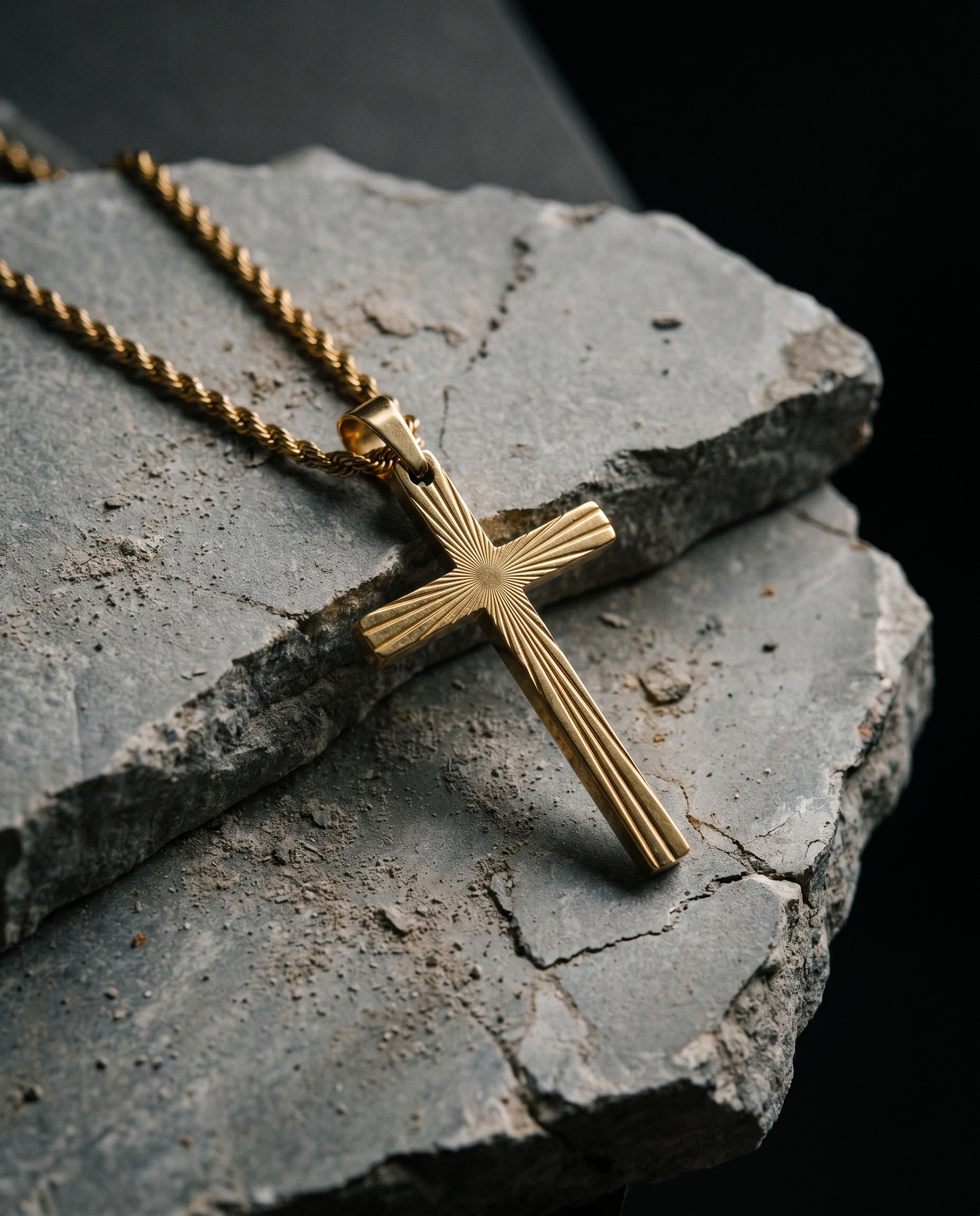 Sunrise — gold cross with radiant light burst