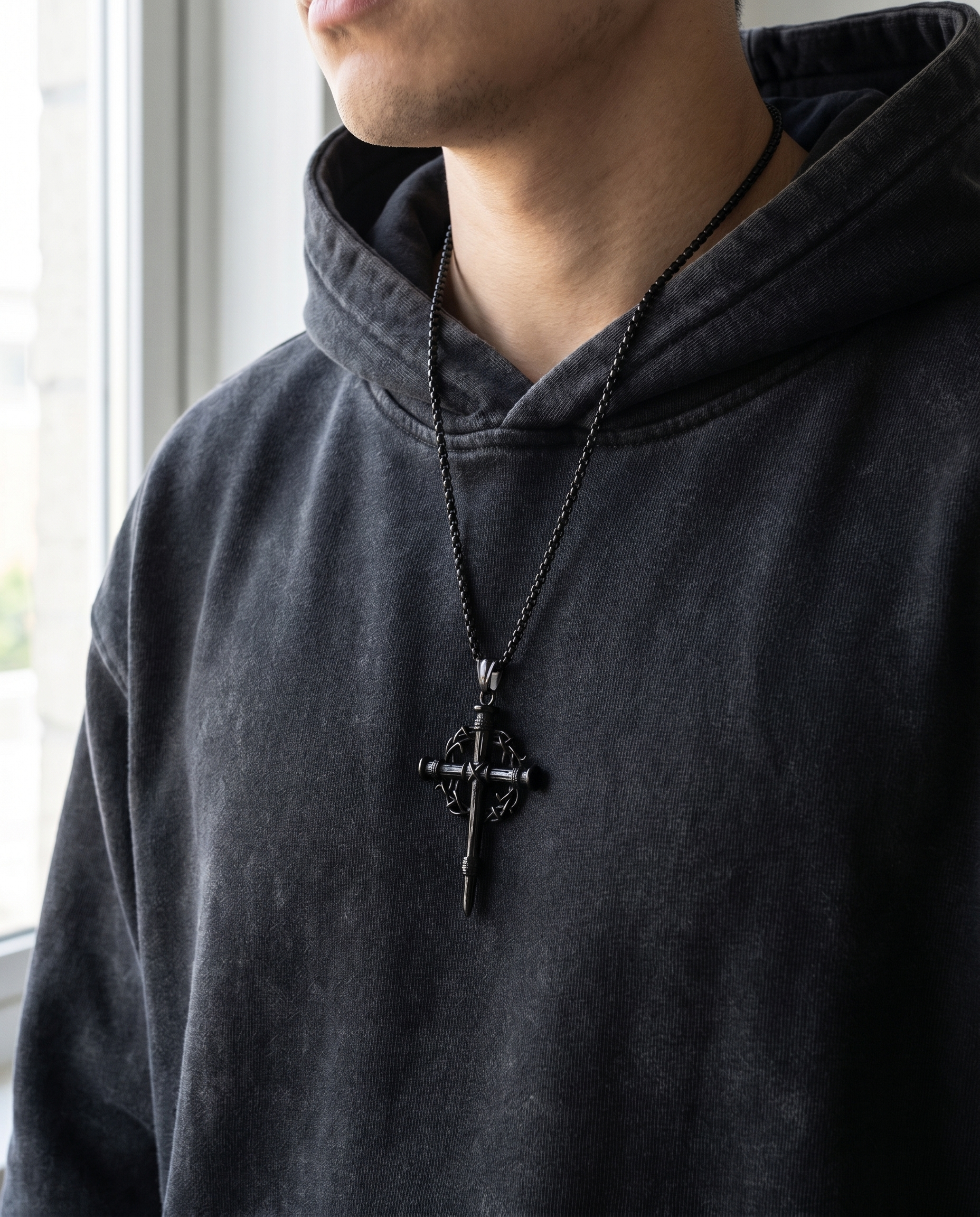 Paid — black crucifix, Christ on cross