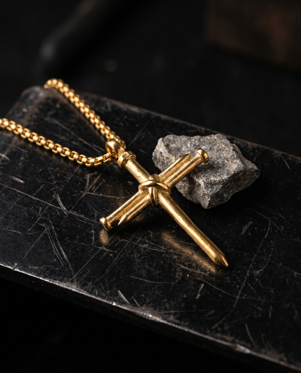 The Nails — gold cross formed of crossed nails