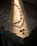 Creed — silver small ornate cross, double chain