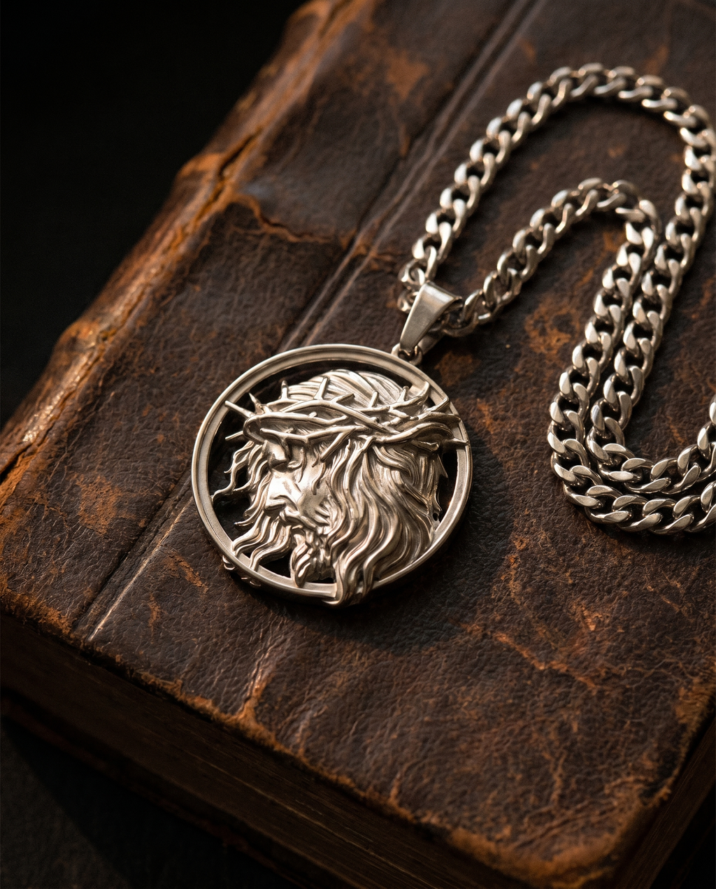 Steadfast — gold medallion, crowned Christ profile