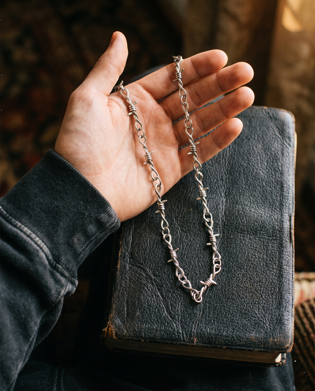 Vestige — silver aged Christ face, crown of thorns