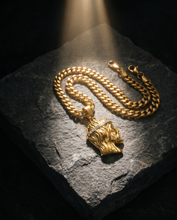 Judah — gold lion's head on cuban chain