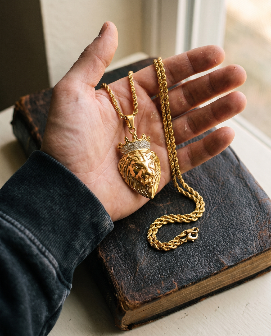 Judah — gold lion's head on cuban chain