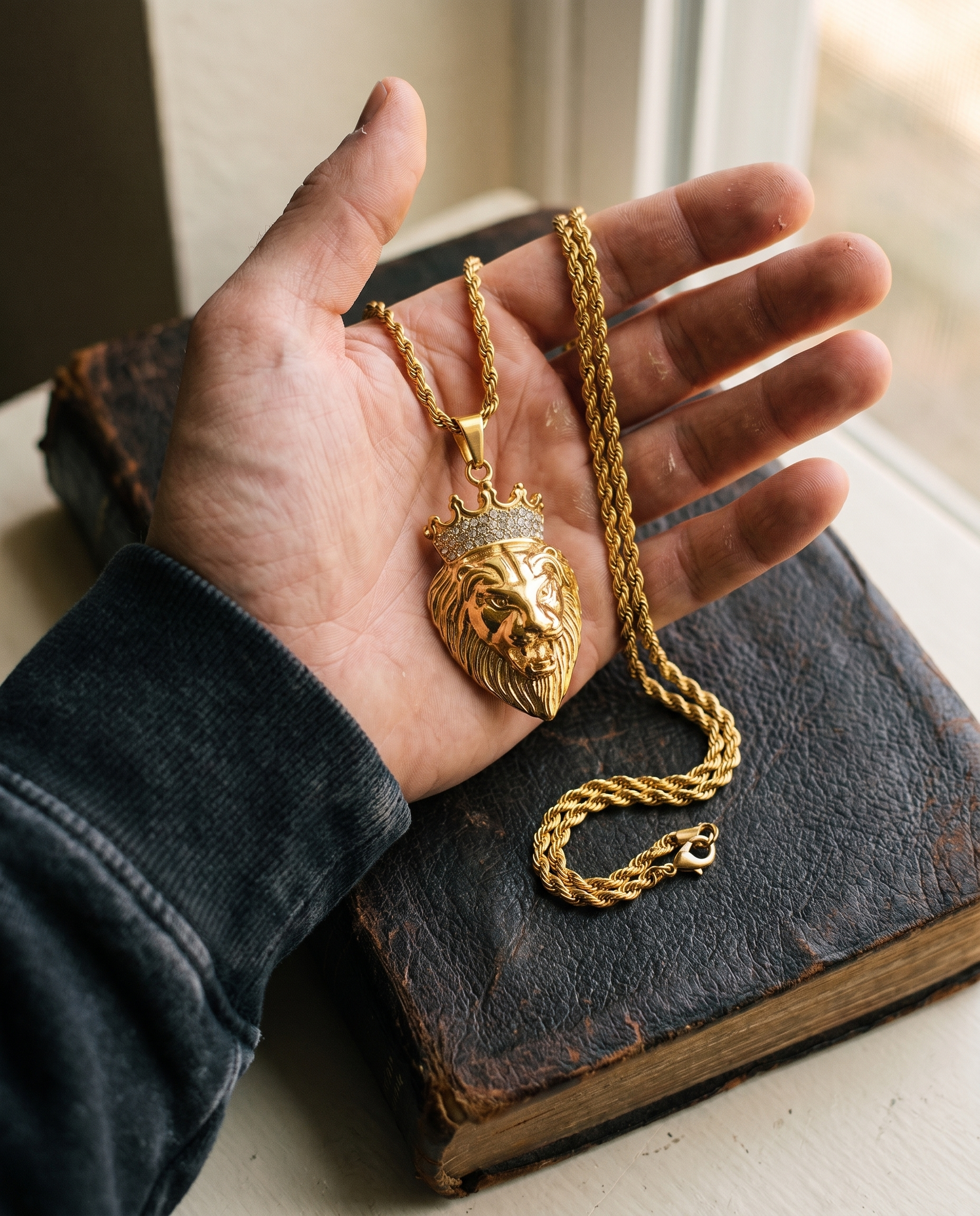 Judah — gold lion's head on cuban chain