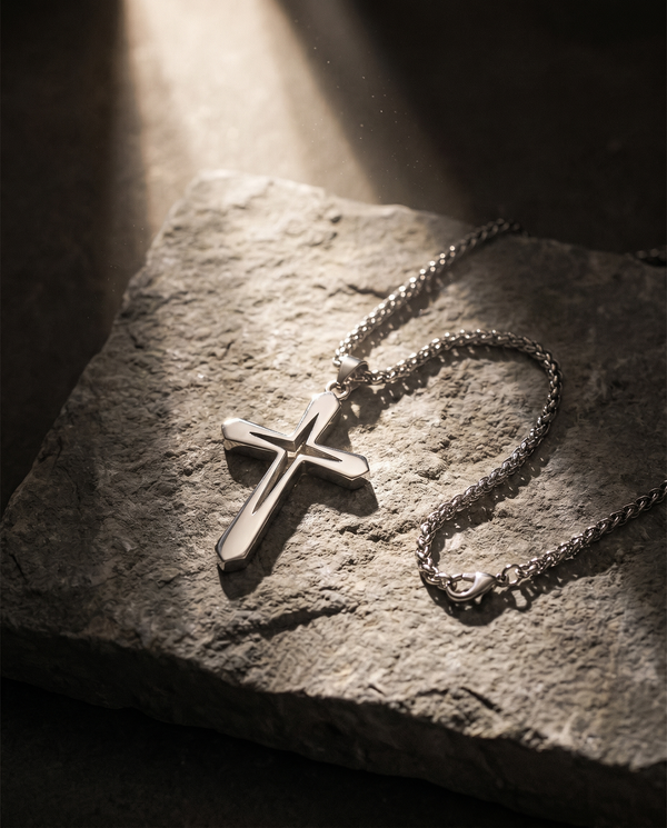 Shadowline — silver plain beveled latin cross