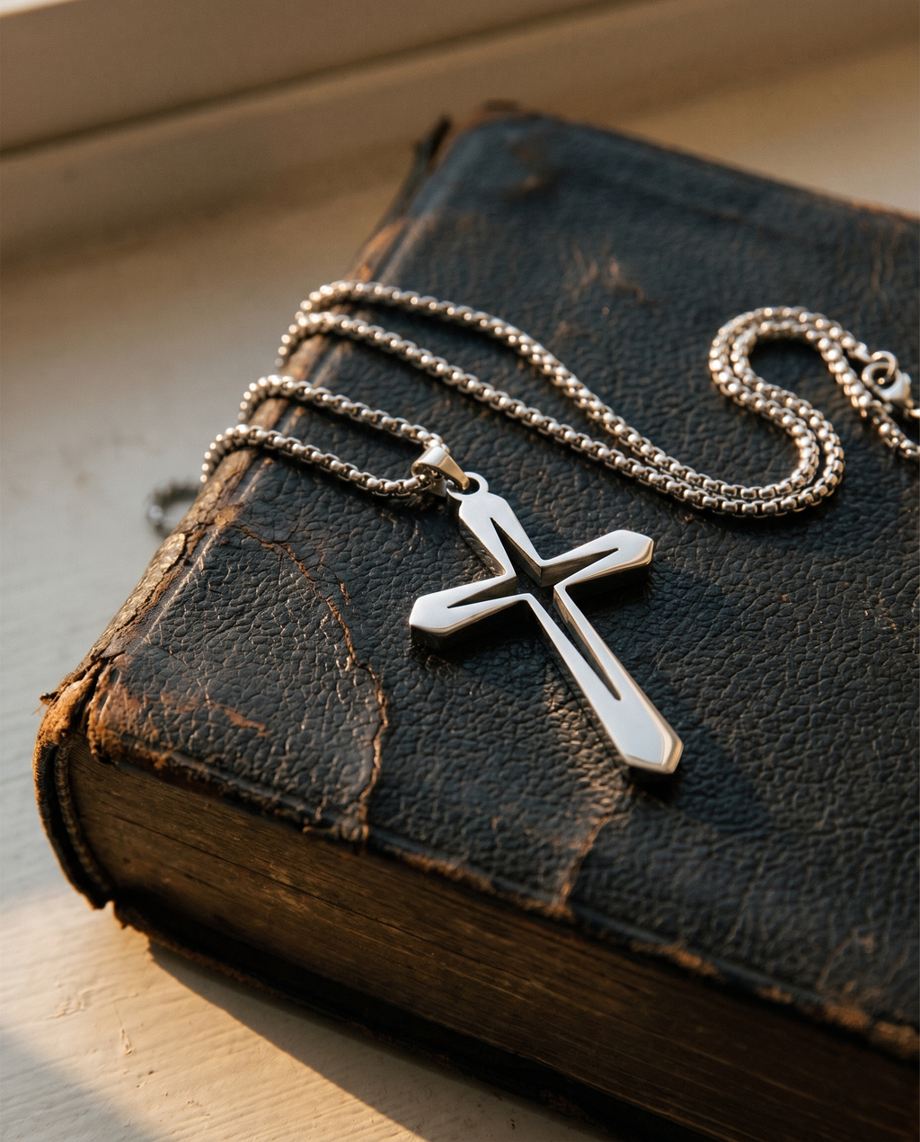 Shadowline — silver plain beveled latin cross