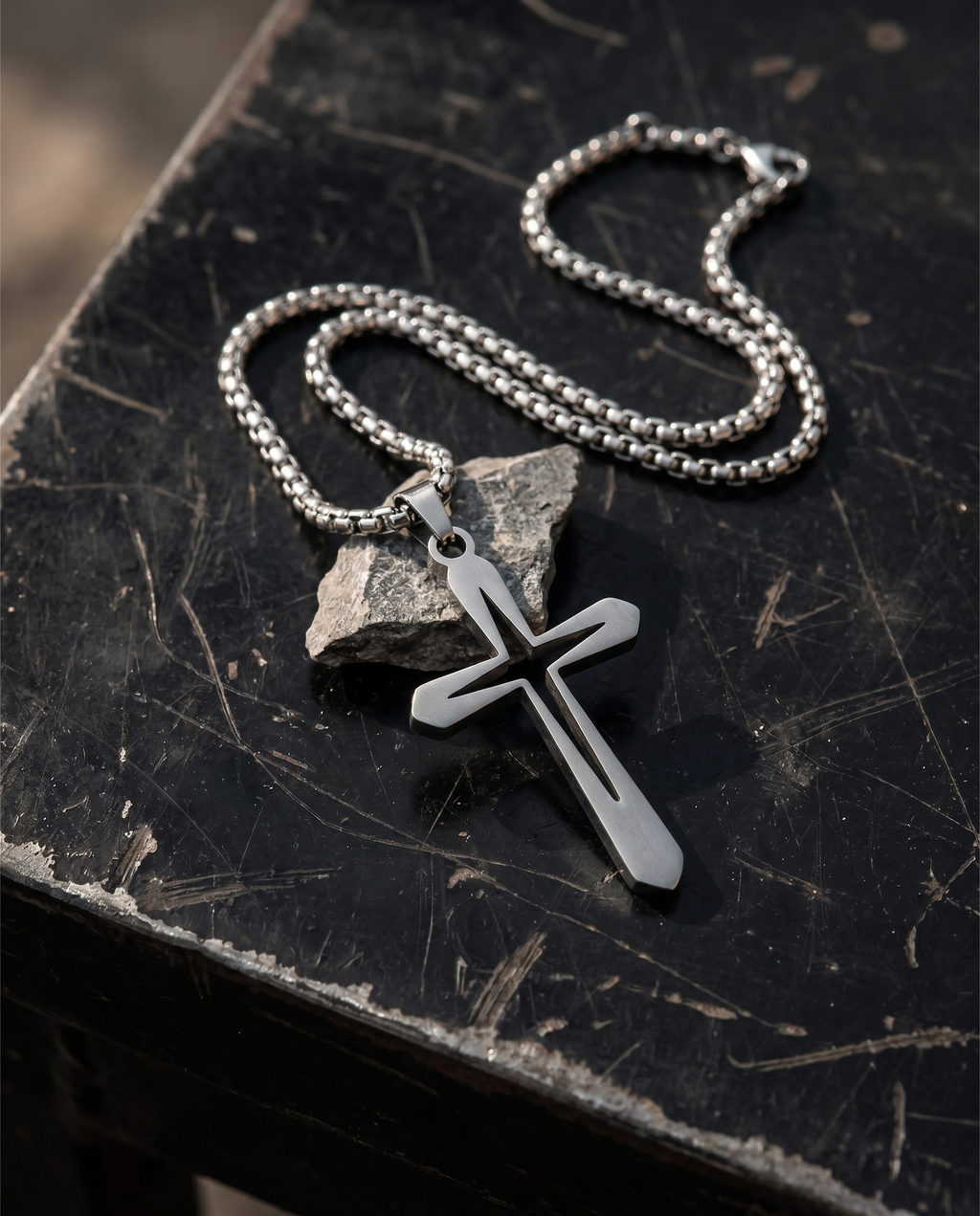 Shadowline — silver plain beveled latin cross