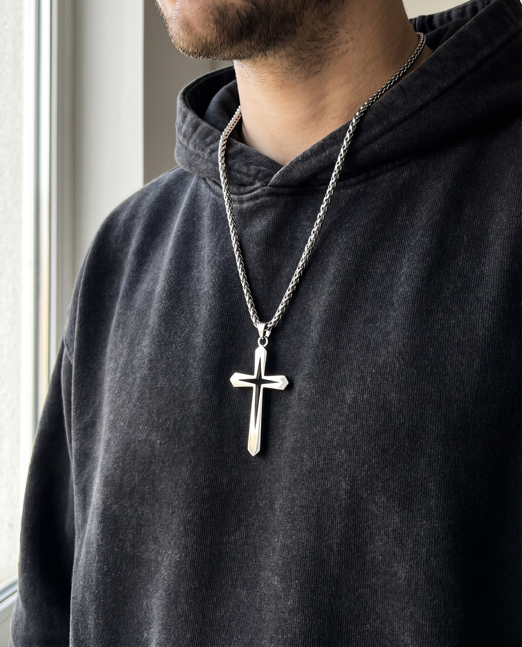 Shadowline — silver plain beveled latin cross