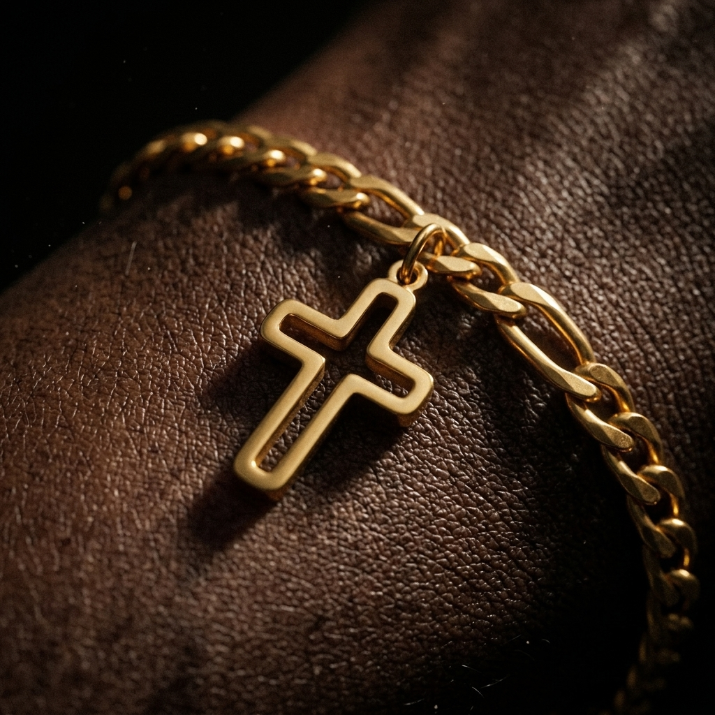 ANCHOR — outline cross charm macro detail