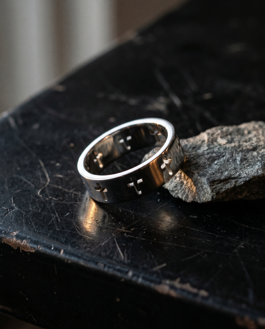 Worn into the hand.