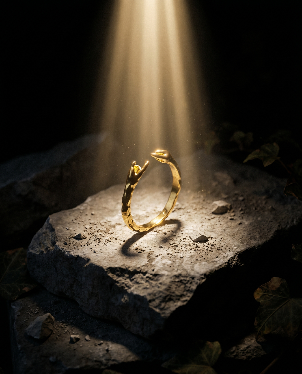 Unashamed — gold open band, crossed crucifixion-nail ends