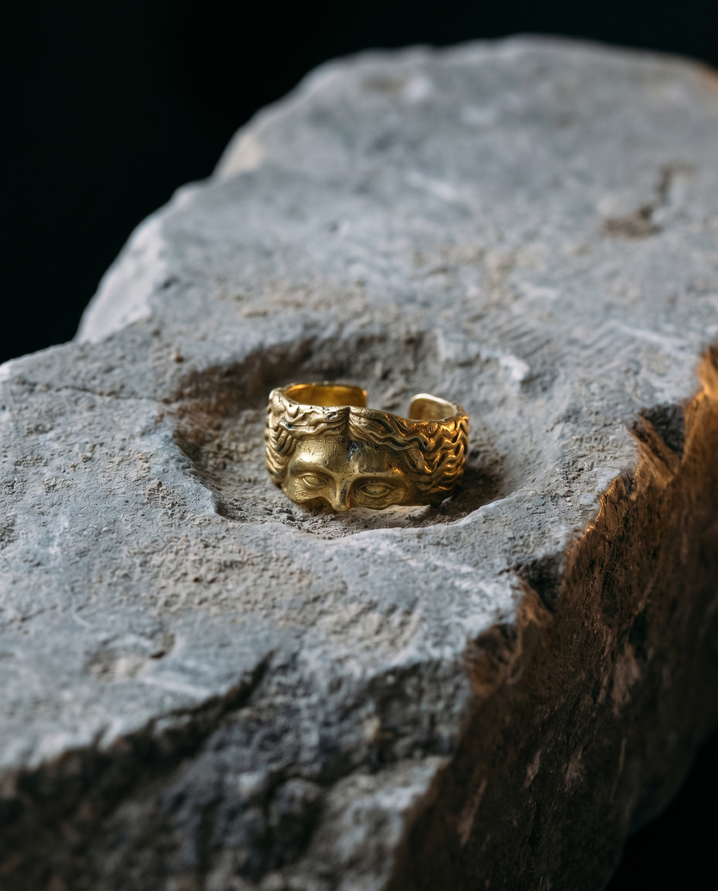 Inheritance — silver band, sculpted classical face
