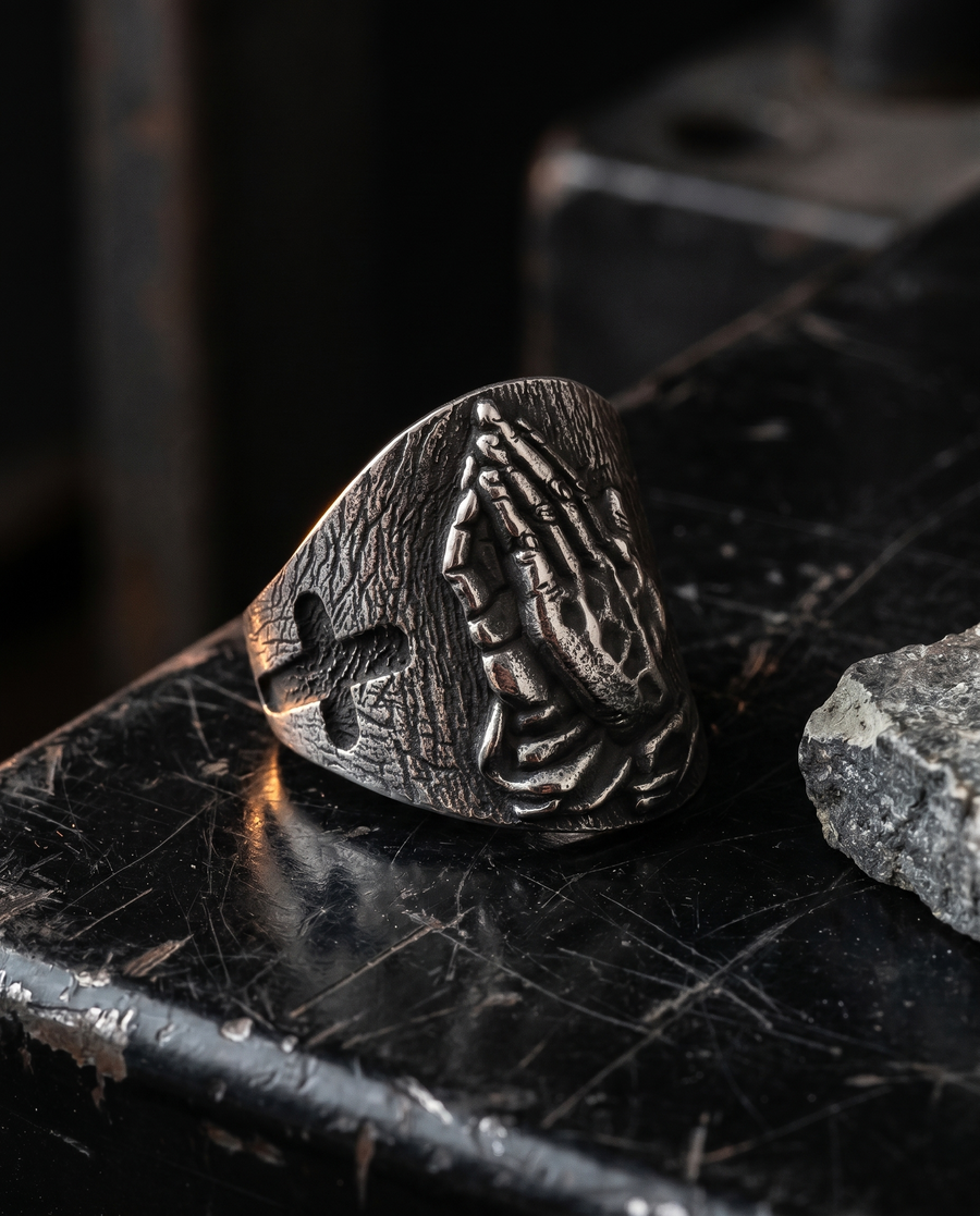 Worn into the hand.
