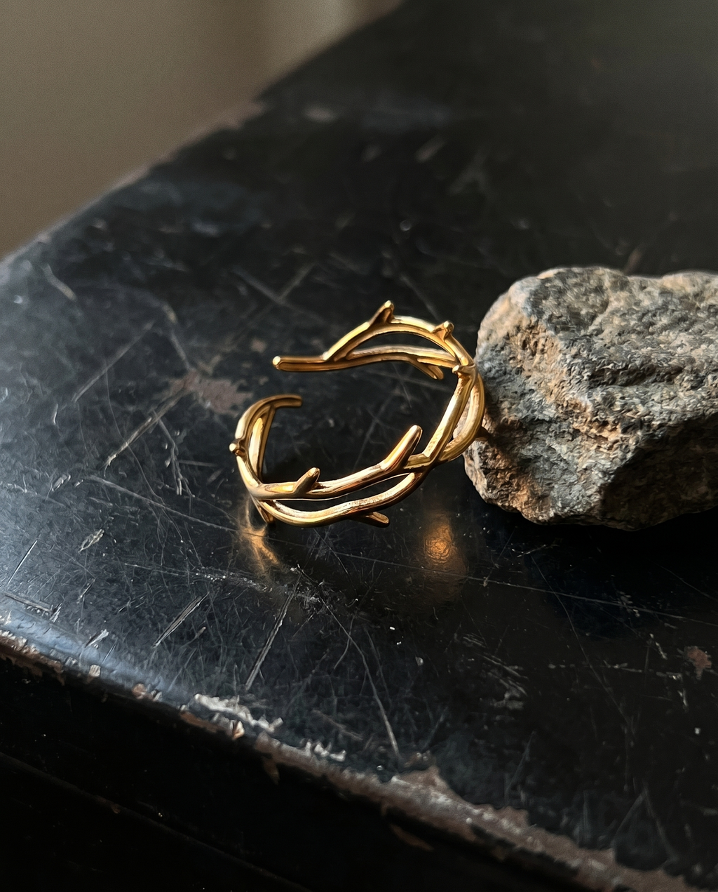 Crowned — gold openwork band, woven CROWN OF THORNS