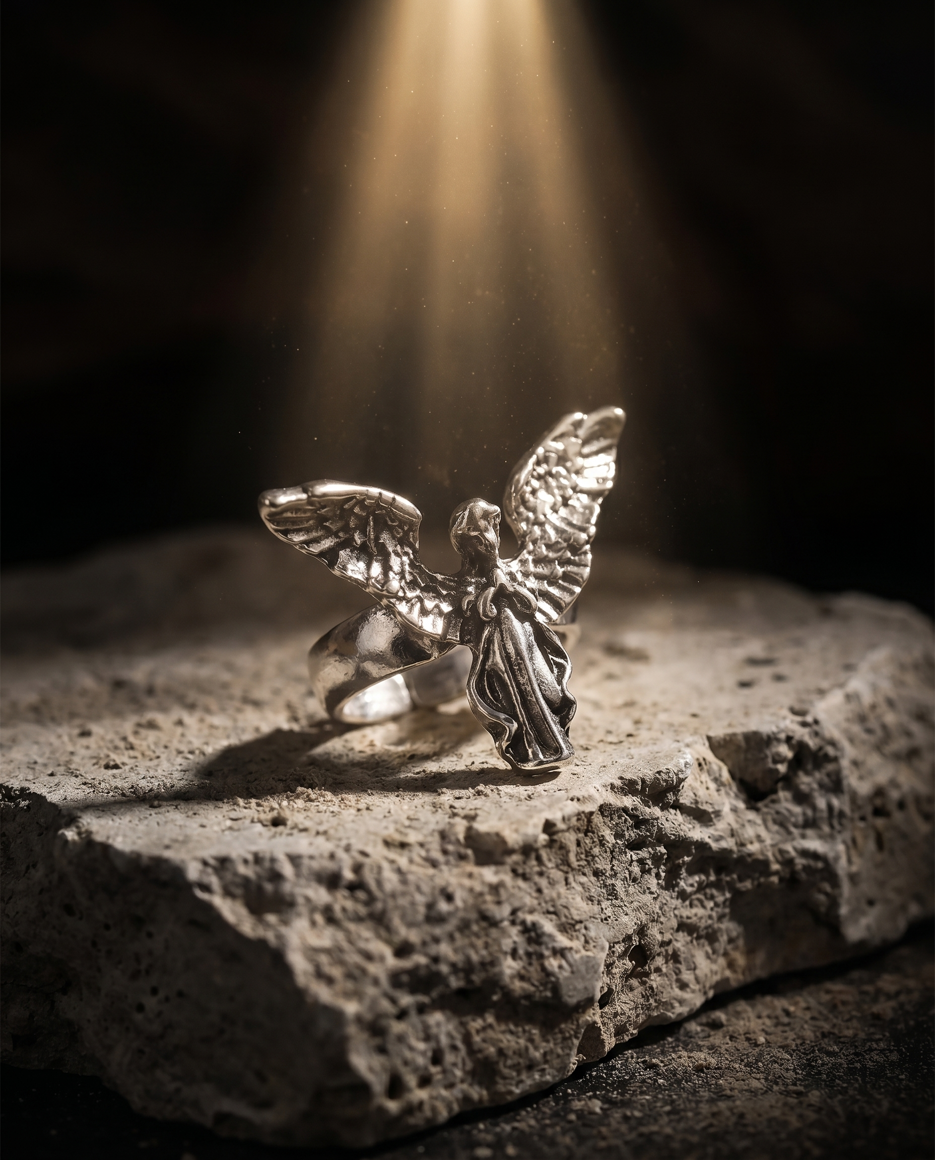 Dominion — silver sculptural WINGED ANGEL figure