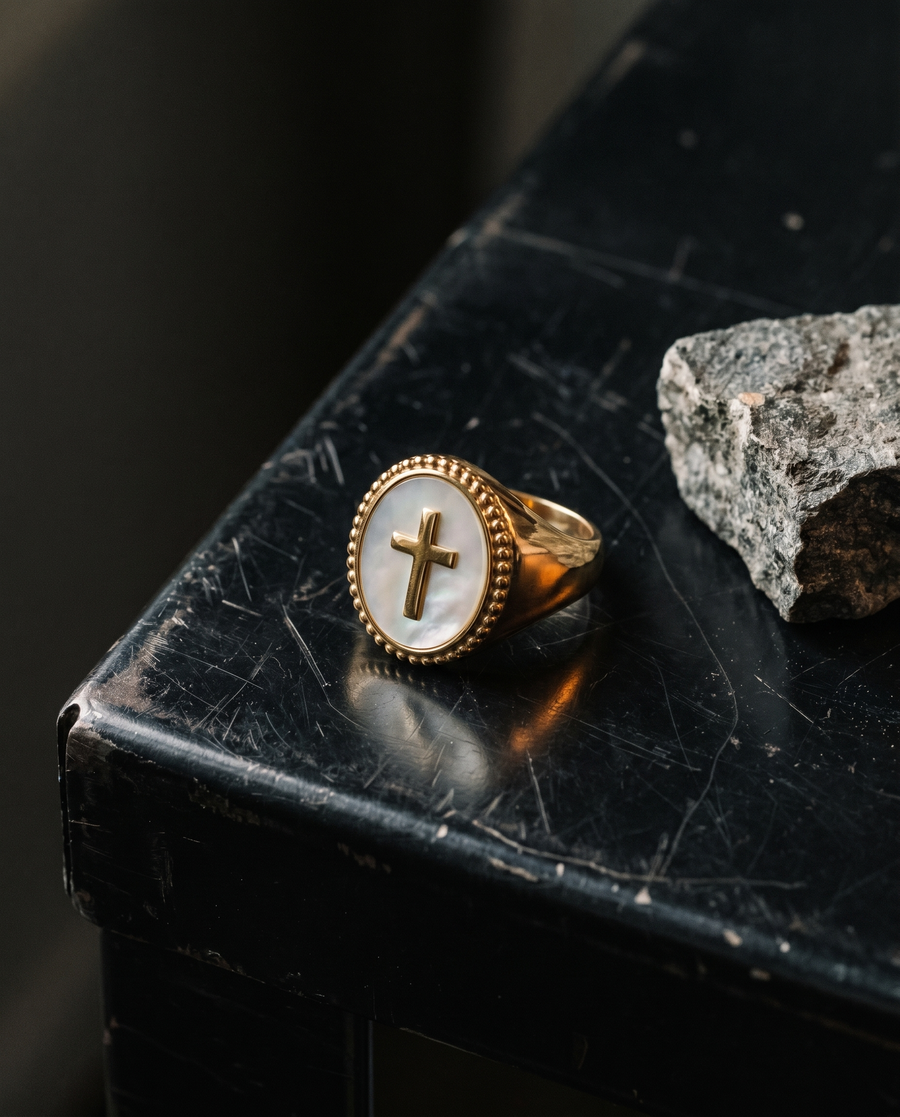 Worn into the hand.
