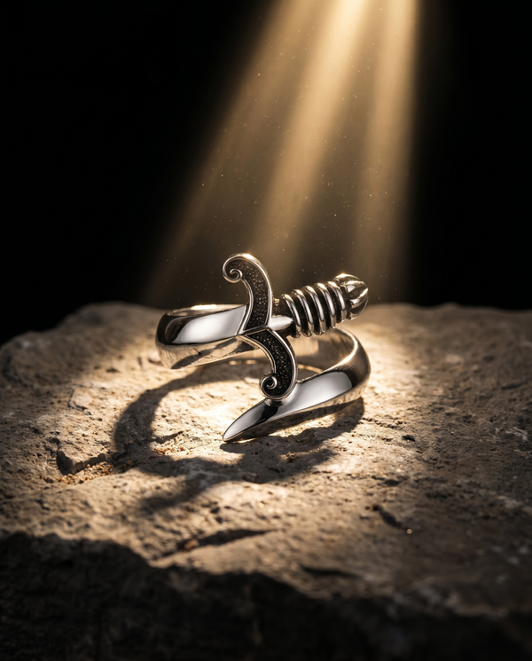 Vanguard — silver wrap ring, coiled SWORD/dagger