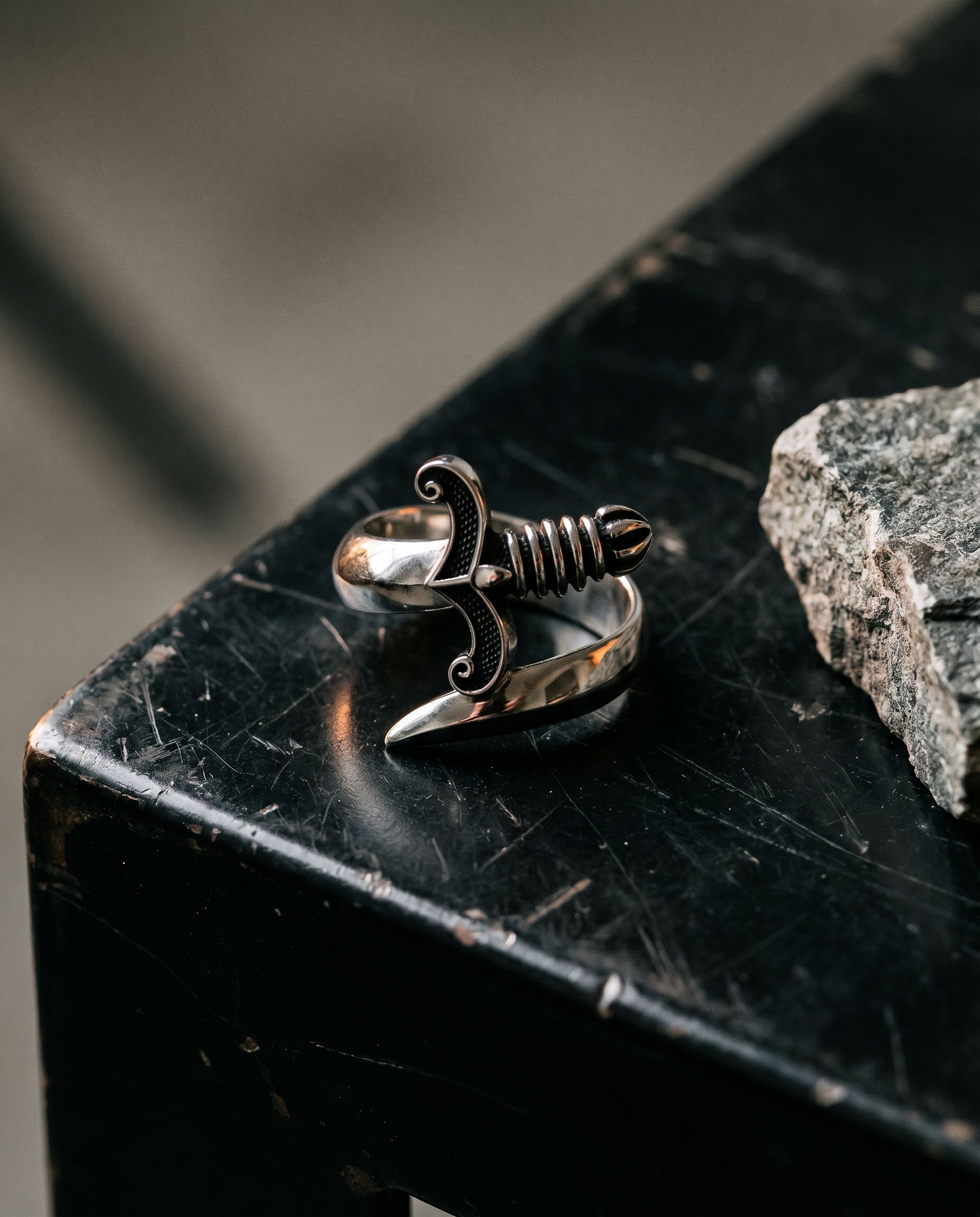 Vanguard — silver wrap ring, coiled SWORD/dagger