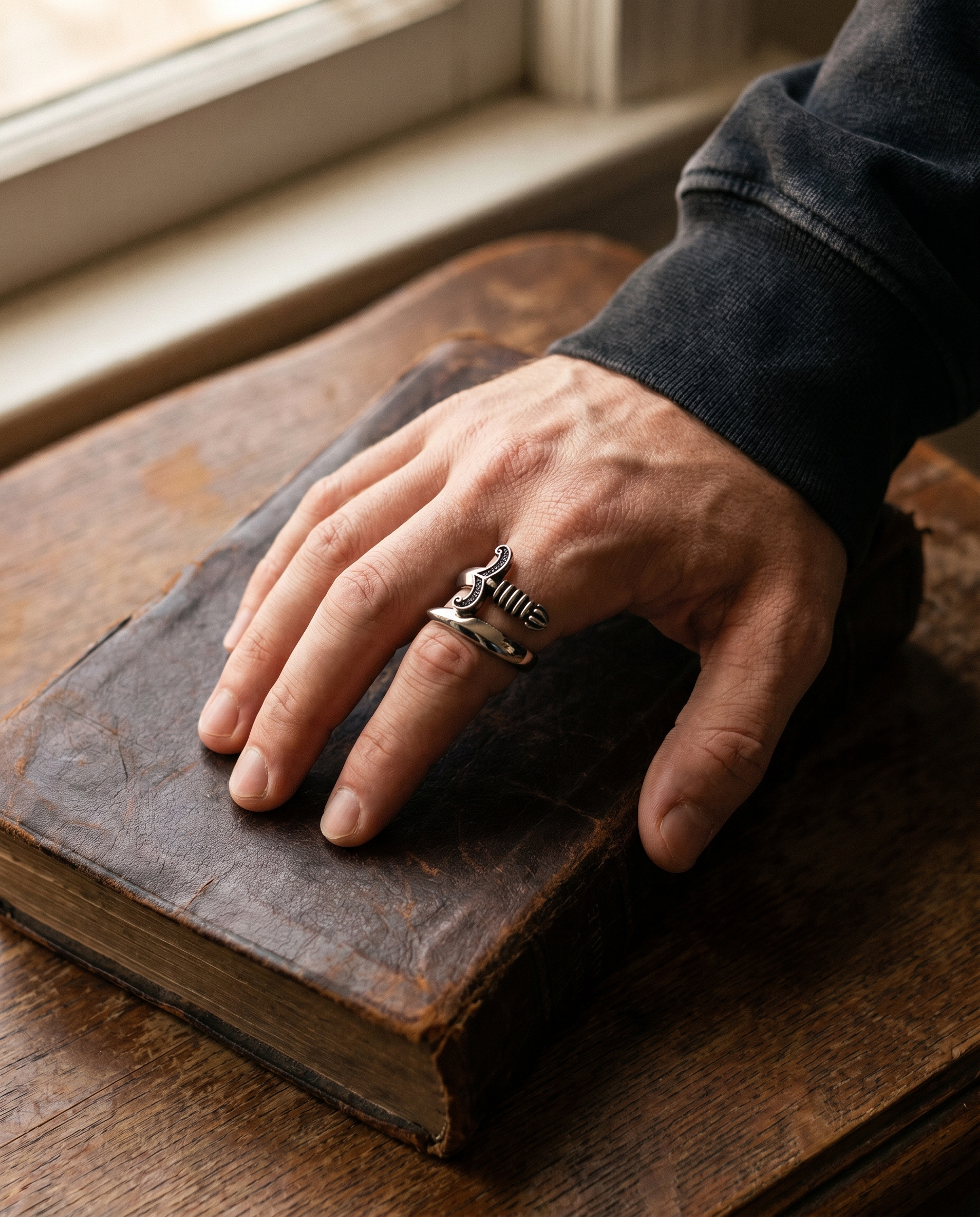 Vanguard — silver wrap ring, coiled SWORD/dagger