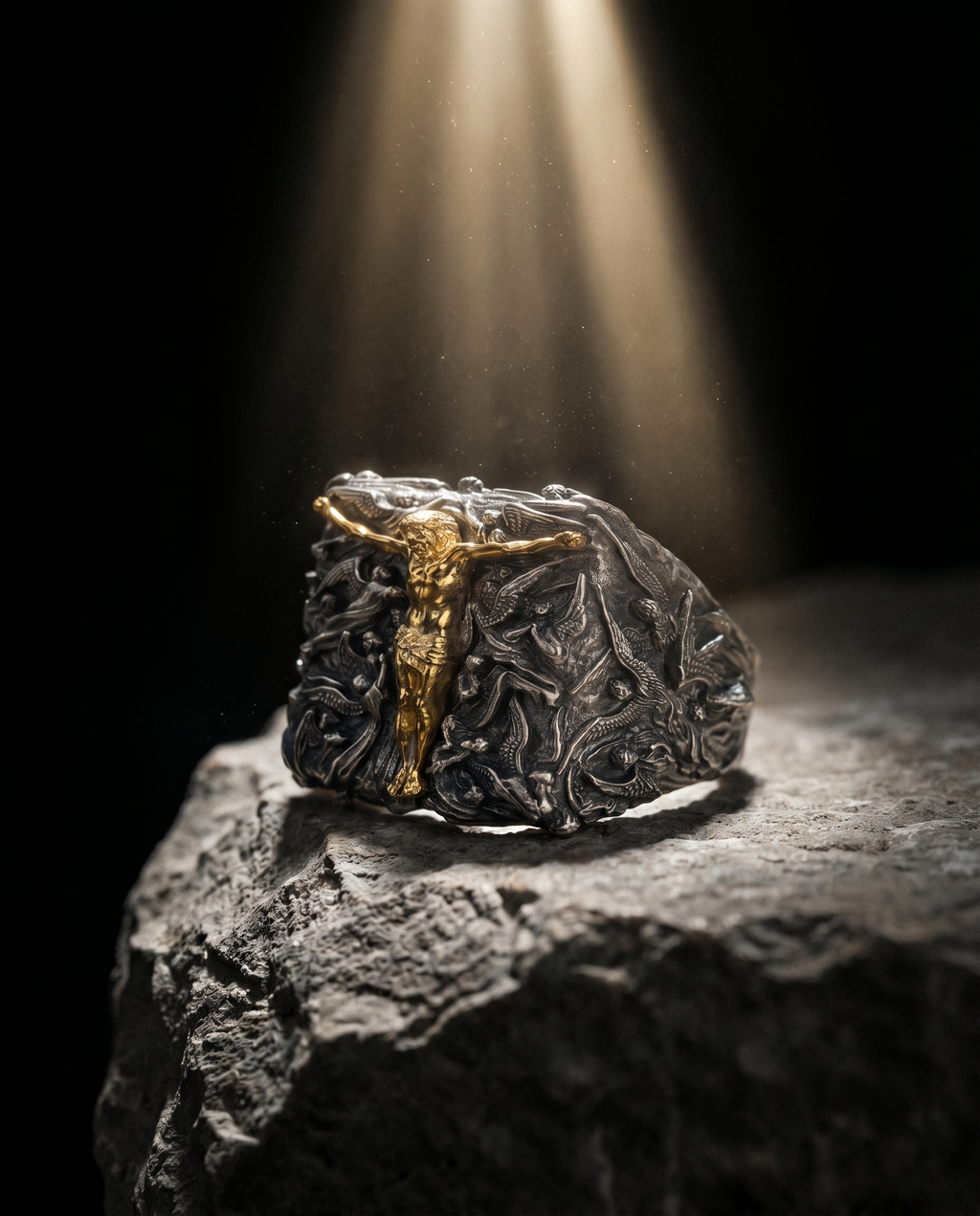 Corpus — gold crucifix on textured dome