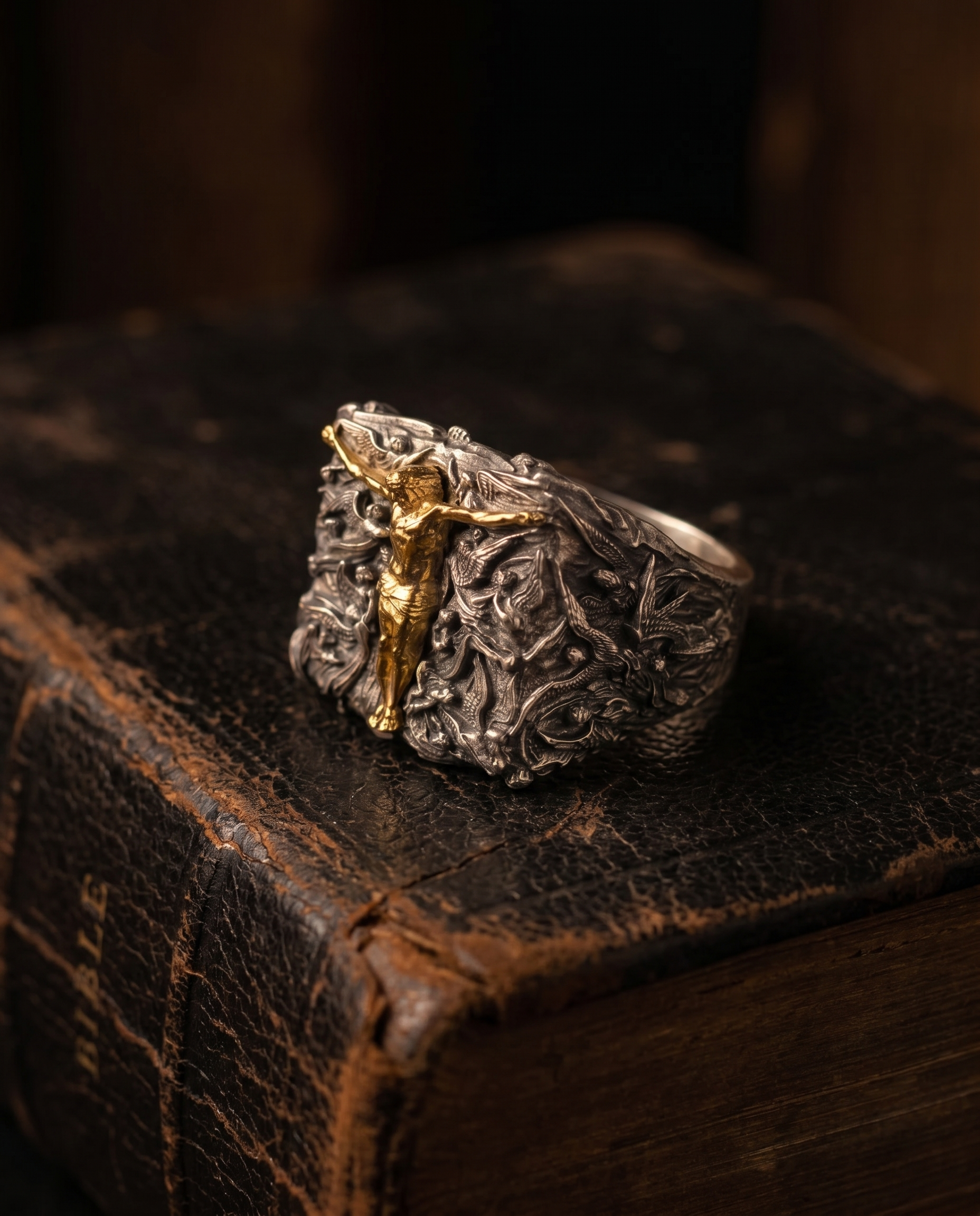 Corpus — gold crucifix on textured dome