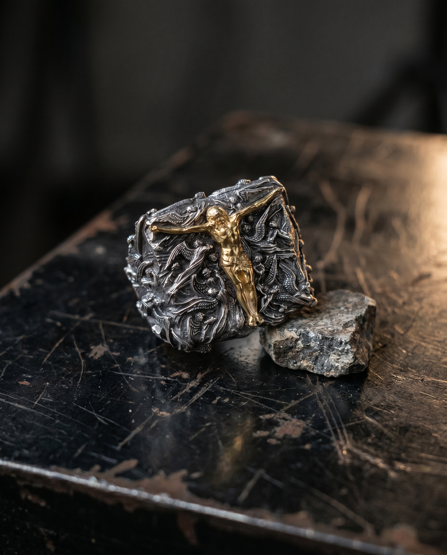 Worn into the hand.