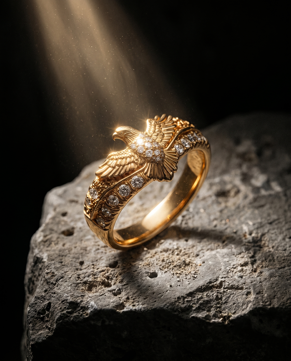 Sovereign — gold pavé band, spread-wing EAGLE