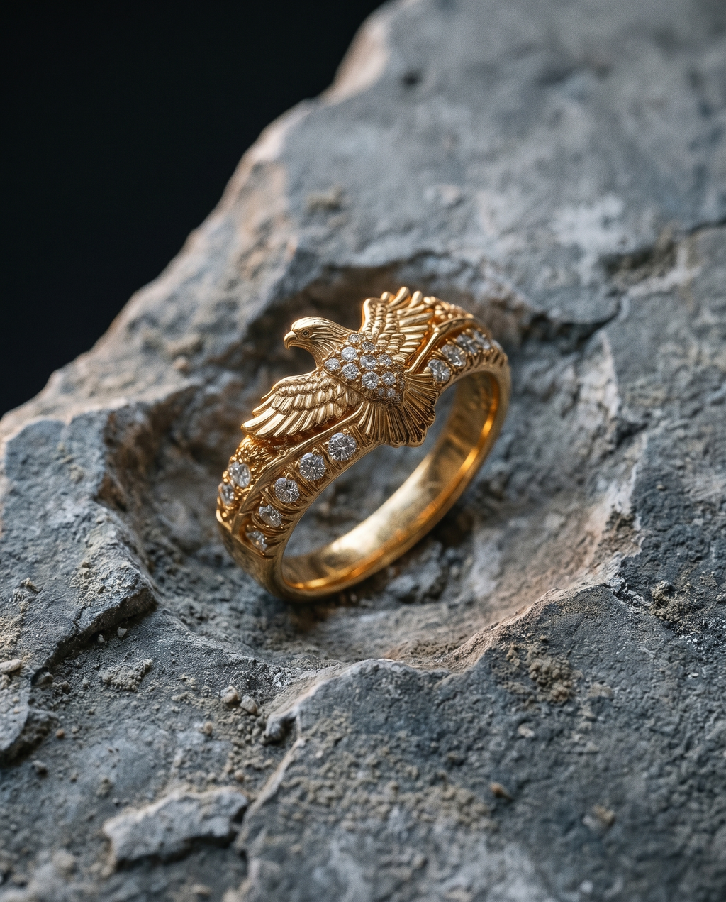 Sovereign — gold pavé band, spread-wing EAGLE