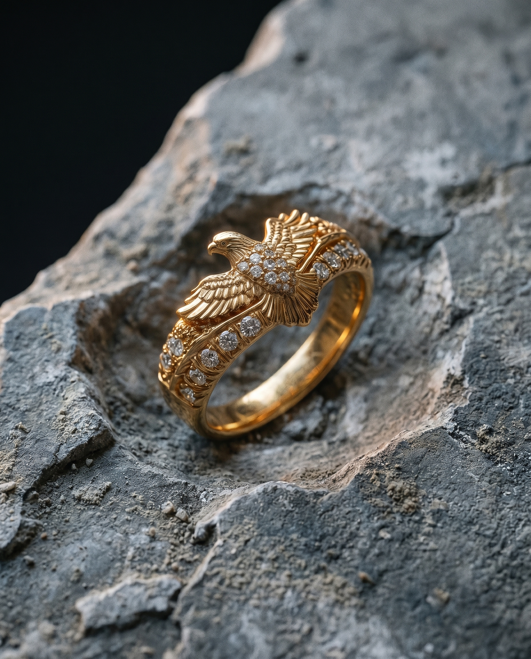 Sovereign — gold pavé band, spread-wing EAGLE