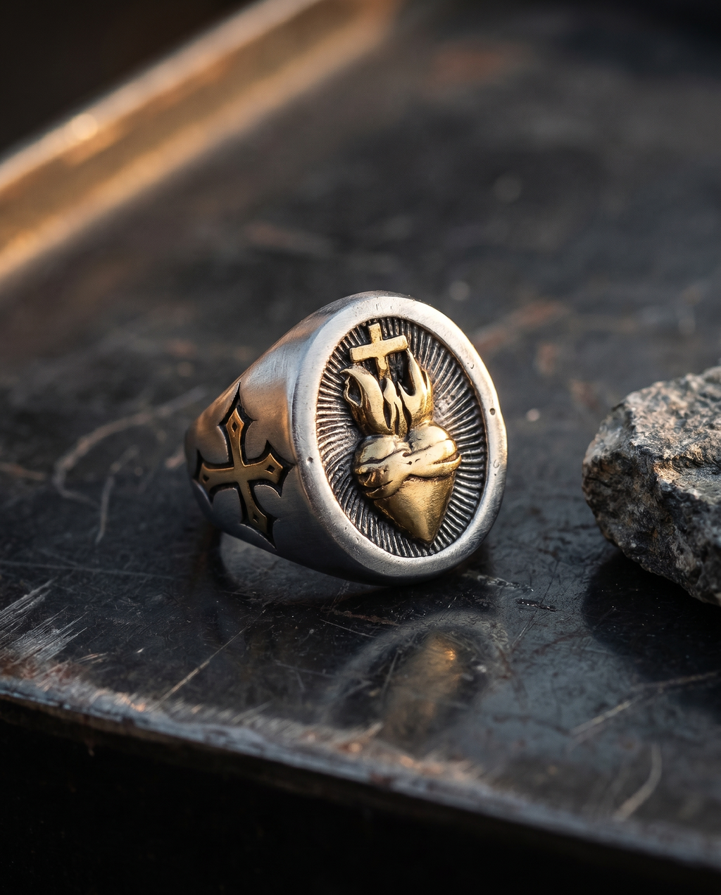 Emmaus — mixed signet, flaming SACRED HEART